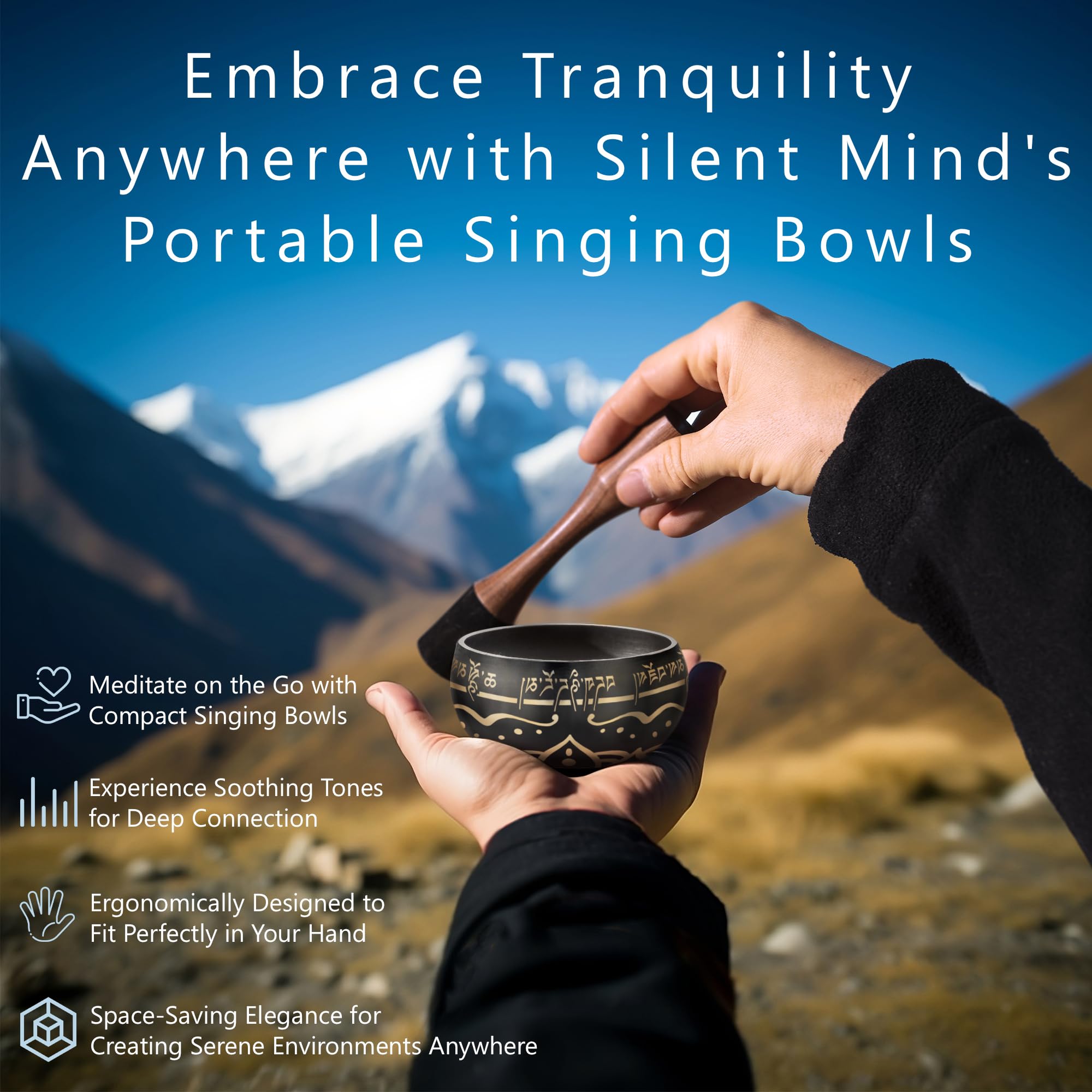 Tibetan Singing Bowl Set – Authentic Hand-Tuned Sound Bowl for Meditation – Complete Meditation Bowl Kit with Cushion, Mallet, Box & Guide – Perfect Tibetan Bell for Yoga, Relaxation, & Sound Healing