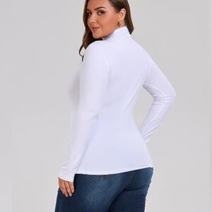 Womens Mock Turtleneck Long Sleeve Stretch Fitted Underscrubs Layer Tee Tops (XL, White)