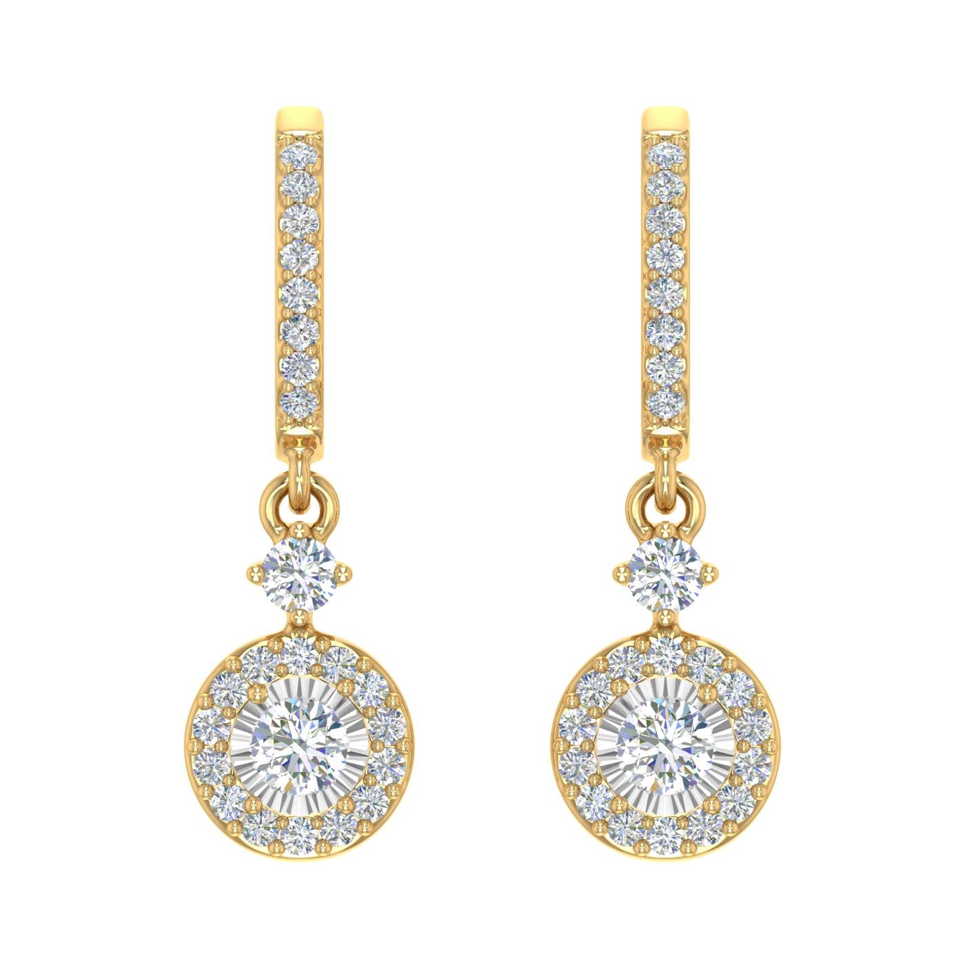 0.30 Carat Diamond Drop Dangling Earrings in 10K Yellow Gold