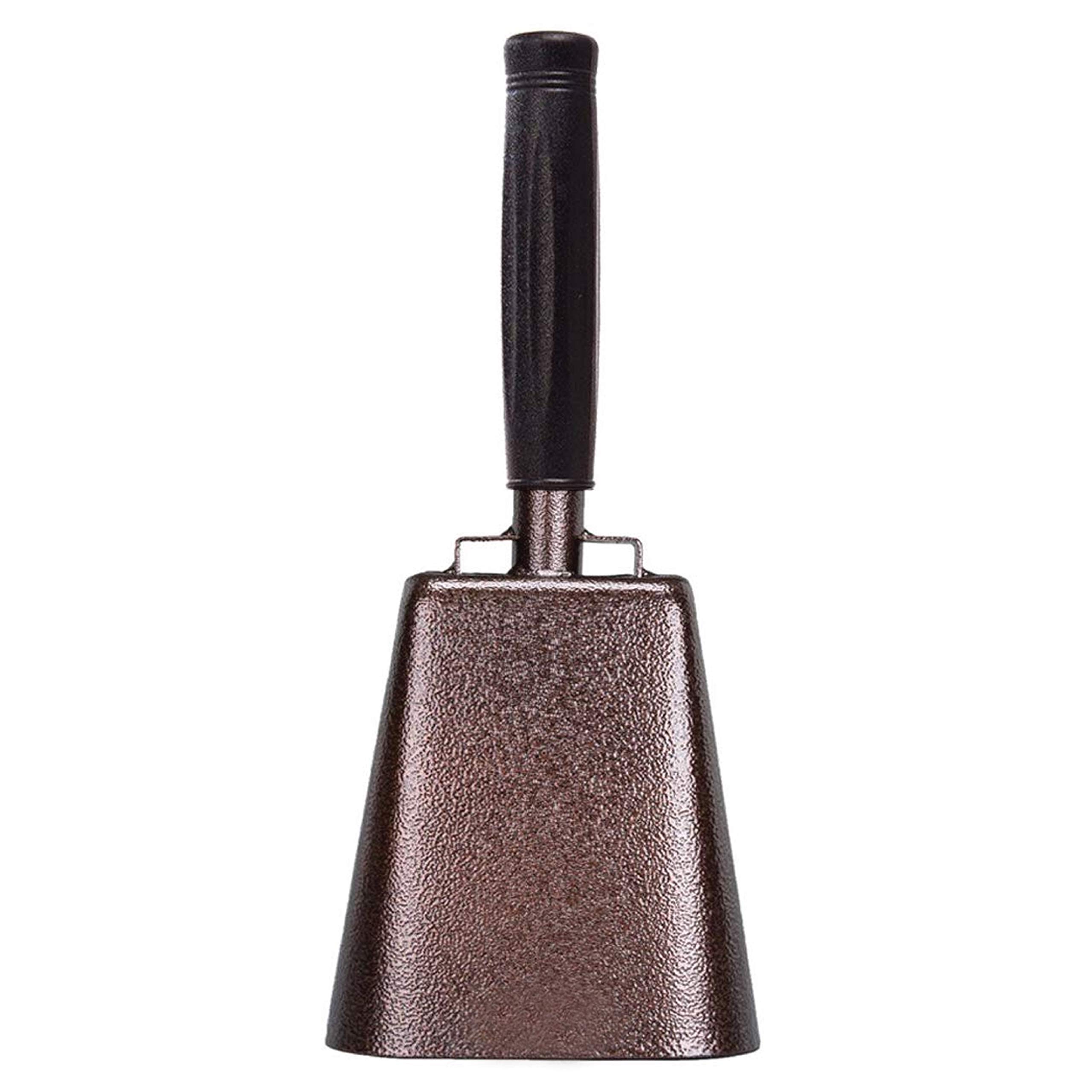 7 in. steel cowbell/Noise makers with handles. Cheering Bell for sporting, football games, events. Large solid school hand bells. Cowbells. Percussion Musical Instrument. Cow Bell Alarm (Copper)