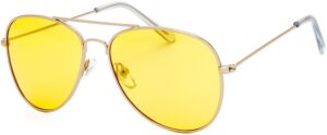 the fresh men women polarized night vision driving anti-glare glasses yellow lens frame ultra light (125b-gold, yellow night vision)