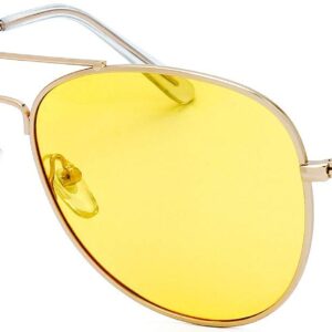 The Fresh Men Women Polarized Night Vision Driving Anti-Glare Glasses Yellow Lens Frame Ultra Light (125b-Gold, Yellow Night Vision)