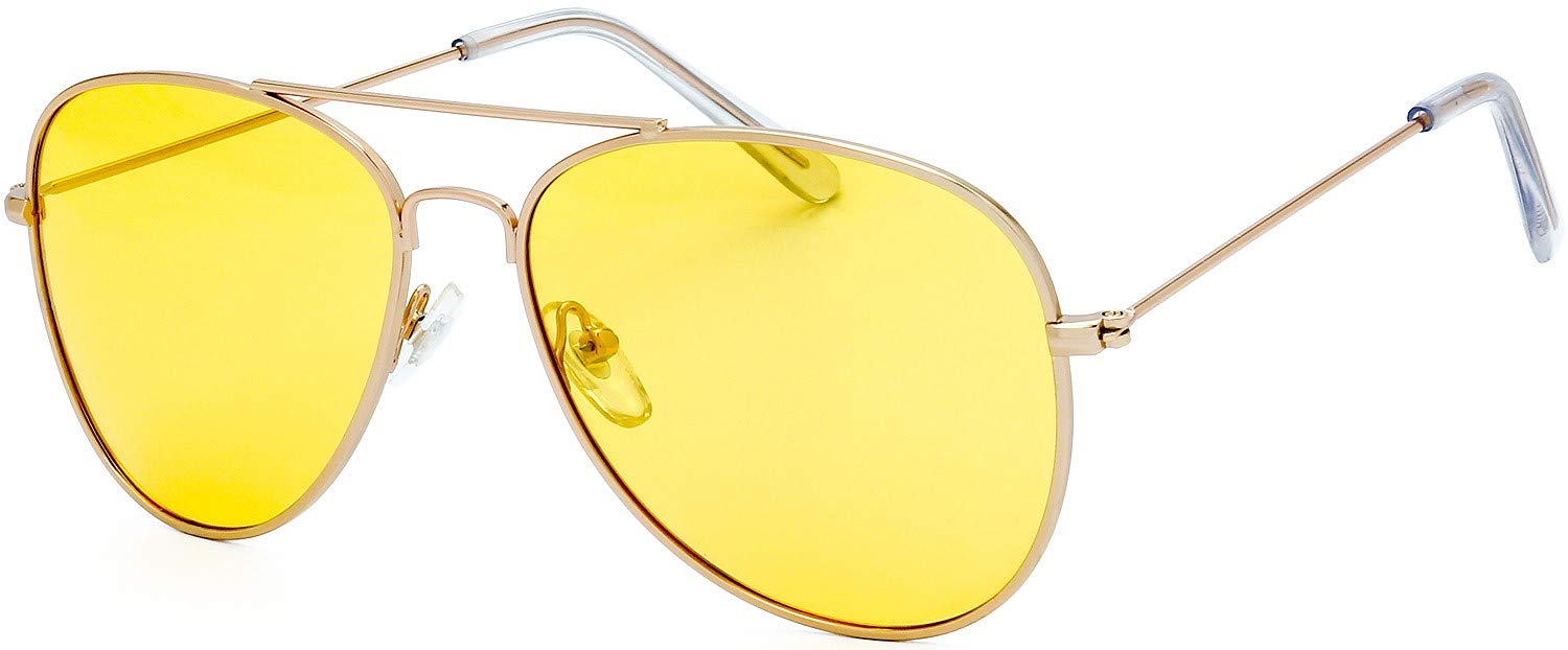 The Fresh Men Women Polarized Night Vision Driving Anti-Glare Glasses Yellow Lens Frame Ultra Light (125b-Gold, Yellow Night Vision)