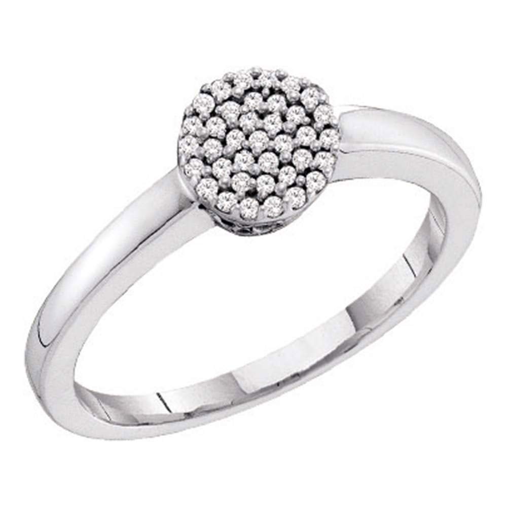 The Diamond Deal 10kt White Gold Womens Round Diamond Simple Cluster Ring 1/8 Cttw