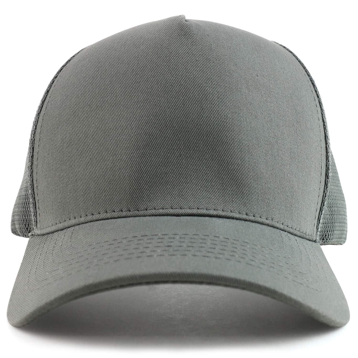 Trendy Apparel Shop Oversized Big 5 Panel Cotton Mesh Back Trucker Baseball Cap - Dark Grey