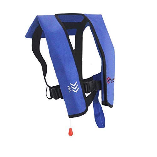 Top Safety Adult Life Jacket with Whistle - Manual Version Inflatable Lifejacket Life Vest Preserver PFD for Boating Fishing Sailing Kayaking Surfing Paddling Swimming - Adjustable Life Saving Vest