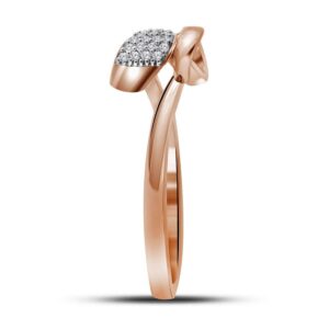 The Diamond Deal 10kt Rose Gold Womens Round Diamond Ribbon Bow Knot Band Ring 1/8 Cttw