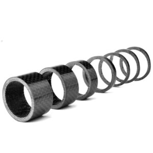 Fengek 15 Pcs Headset Spacer for Bicycle, 7 Sizes Carbon Fiber Road Bicycle Stem Headset Spacers Kit for 1-1/8 Inch Stem, 1mm 2mm 3mm 5mm 10mm 15mm 20mm