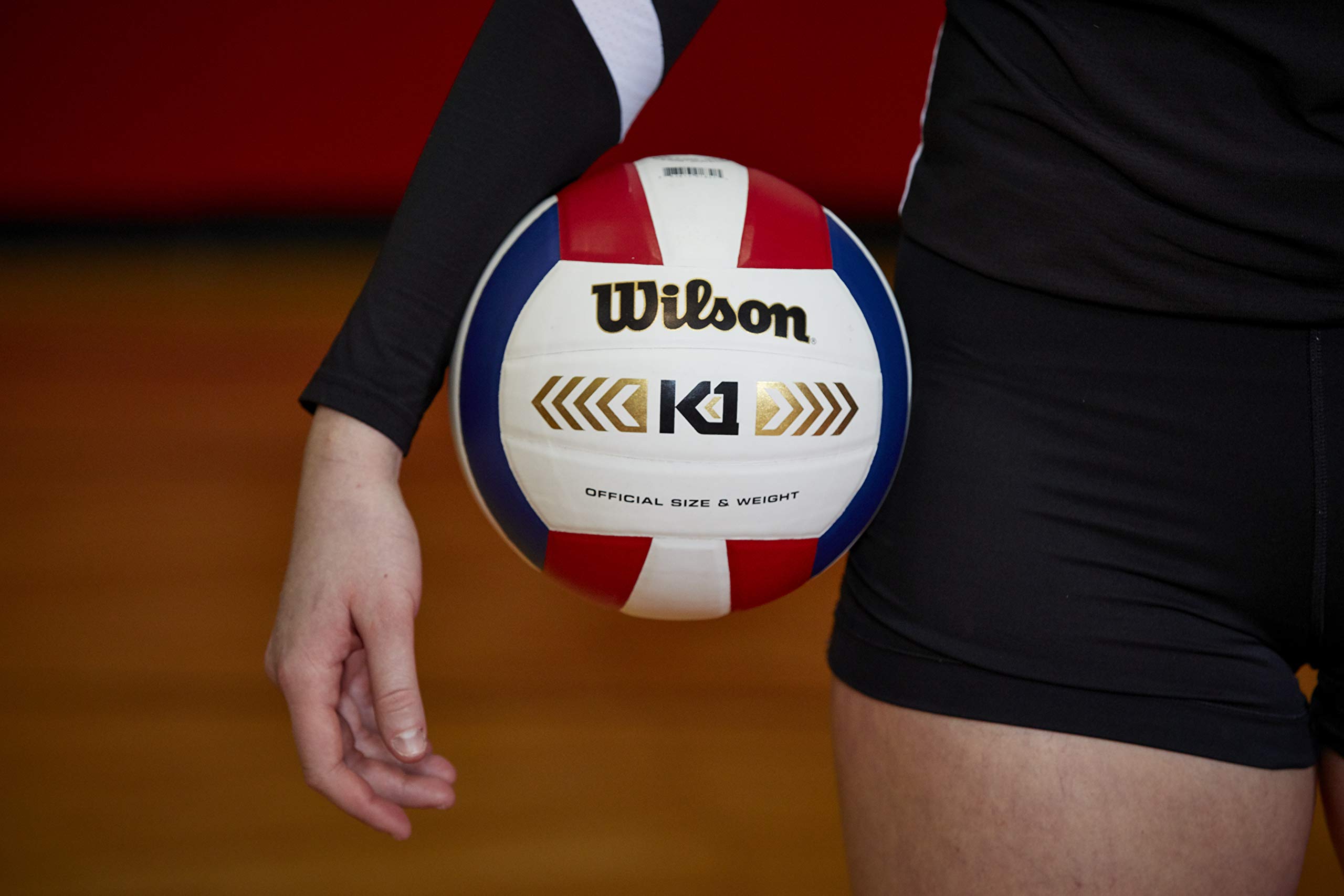 Wilson K1 Gold Indoor Volleyball - Official Size, Red/White/Navy