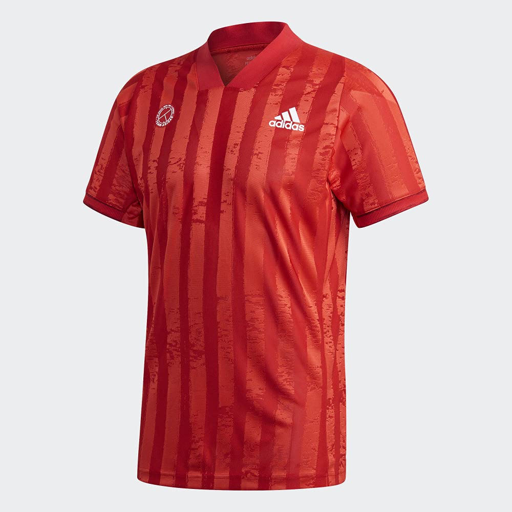 adidas Male Freelift Engineered Aeroready Tee , Scarlet/White , S