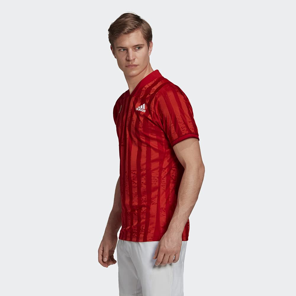 adidas Male Freelift Engineered Aeroready Tee , Scarlet/White , S