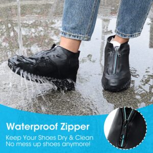 Silicone Shoe Cover Waterproof, Reusable Boot Shoes Covers with Zipper,Non Slip Rain Snow Bowling Travel Indoor Outdoor Overshoe Rubber Protectors for Men Women Kids Protection Galoshes-1 Pair-Black,L