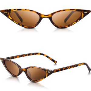 Frienda Vintage Cat Eye Leopard Sunglasses Retro Cat Eye Sunglasses for Women Men Classic Retro Designer Style Leopard (Brown) (Brown)