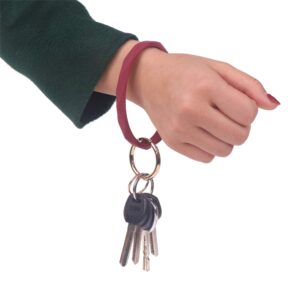 YAKA Silicone Wrist Rhombic Keychain Circle Bracelet Rubber Bangle Round Keyring(Lobster)