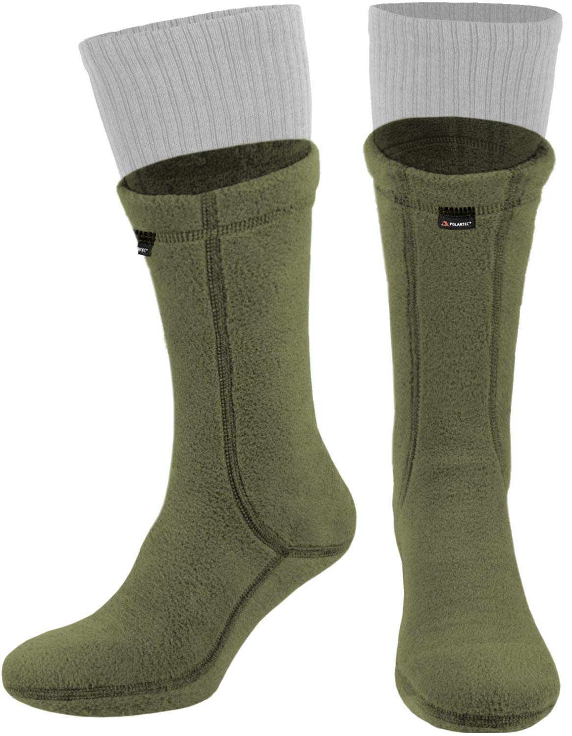 281Z Military Warm 8 inch Boot Liner Socks - Outdoor Tactical Hiking Sport - Polartec Fleece Winter Socks (Small, Olive Green)