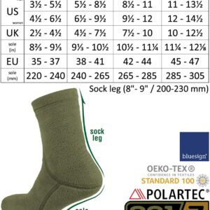 281Z Military Warm 8 inch Boot Liner Socks - Outdoor Tactical Hiking Sport - Polartec Fleece Winter Socks (Small, Olive Green)