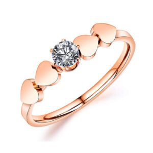 moandy rose gold rings for women stainless steel rings crystal rings finger rings for women love heart size 6