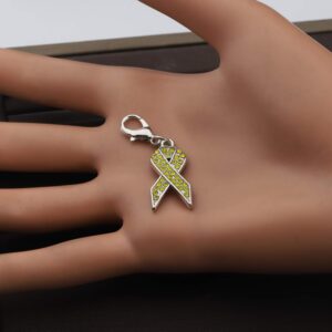 CHOORO Yellow Awareness Ribbon Charm Zipper Pull Cancer Awareness Jewelry Gift for Endometriosis/Bladder Cancer/Suicide Prevention/Bone Cancer (Yellow Awareness Ribbon ZP)