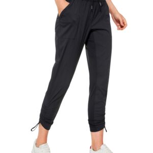 CRZ YOGA Womens Casual 7/8 Pants 27" - Lightweight Workout Outdoor Athletic Track Travel Lounge Joggers Pockets Black Medium