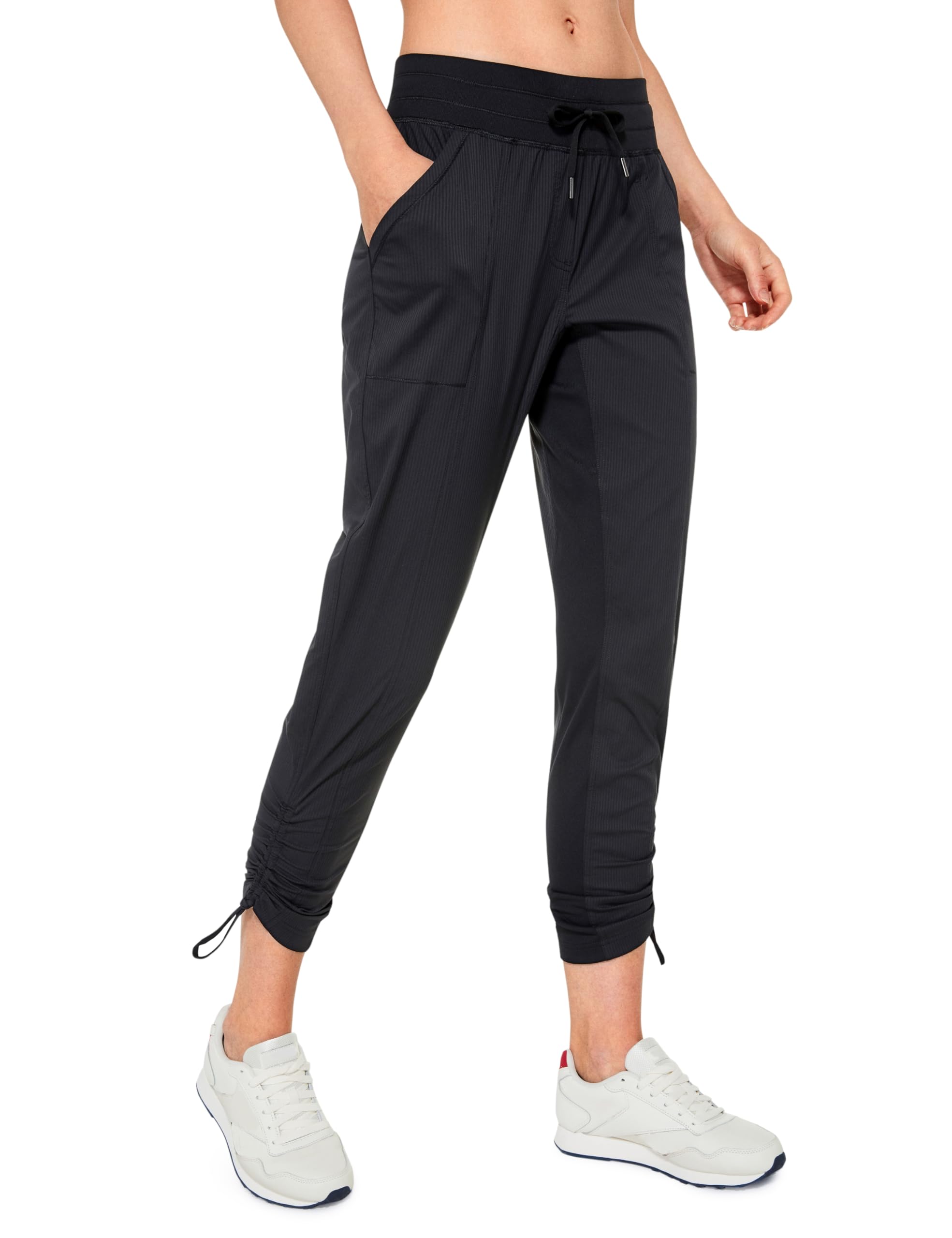 CRZ YOGA Womens Casual 7/8 Pants 27" - Lightweight Workout Outdoor Athletic Track Travel Lounge Joggers Pockets Black Medium