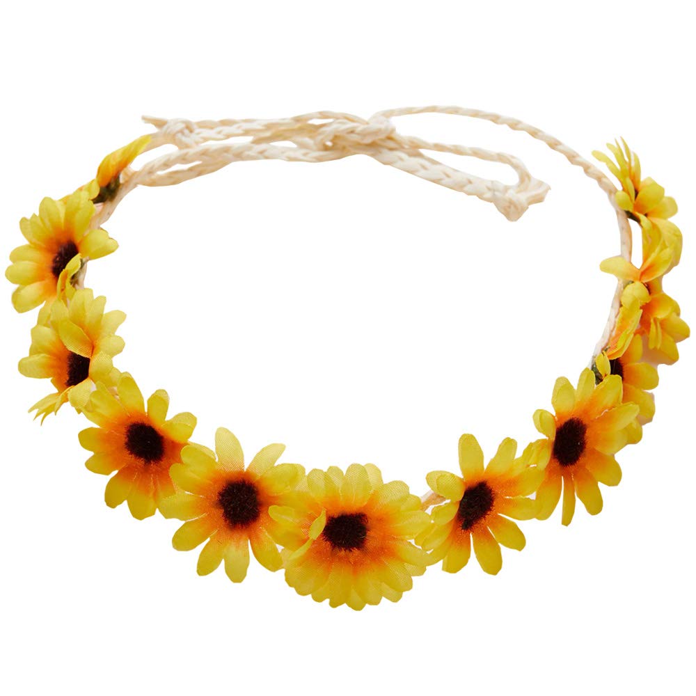 zYoung 2 Pcs Fashion Flower Headband Sunflower Hair Wreath Festival Hair Band Bridal Headpiece