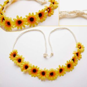 zYoung 2 Pcs Fashion Flower Headband Sunflower Hair Wreath Festival Hair Band Bridal Headpiece