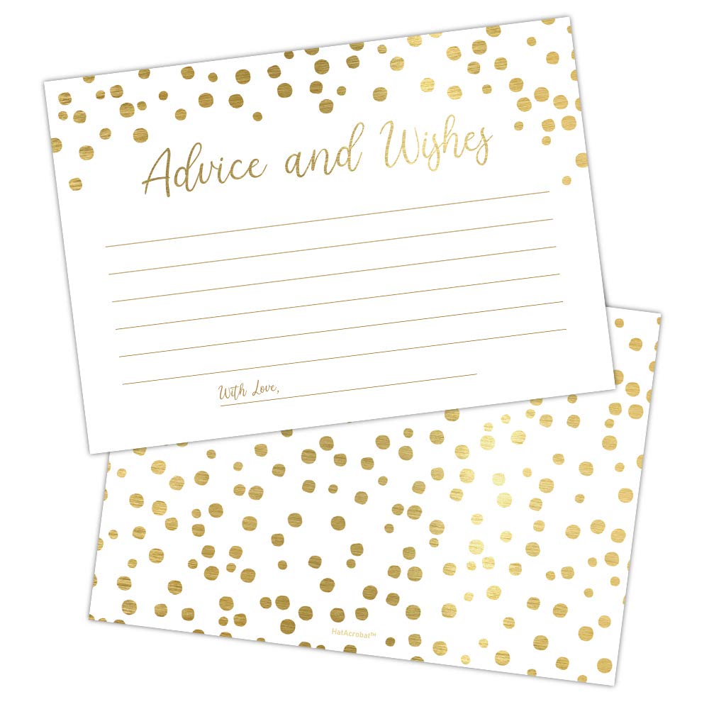 Set of 50 Gold Advice and Wishes Cards, Perfect for the Bride and Groom, New Mr and Mrs, Baby Shower, Bridal Shower, Wedding Shower, Reception, Graduation Party, Retirement Party, Anniversary