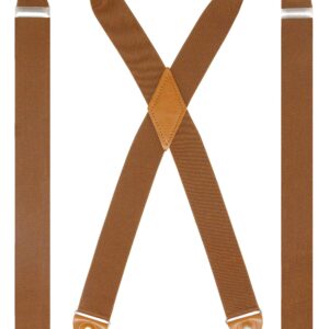 Doloise Adjustable Elastic X Back Style Suspenders for Men's and Women's With Strong Metal Clips (Coffe)