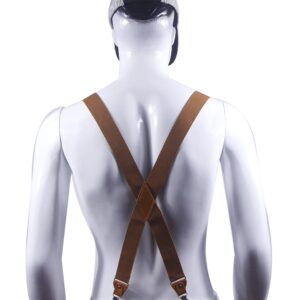 Doloise Adjustable Elastic X Back Style Suspenders for Men's and Women's With Strong Metal Clips (Coffe)