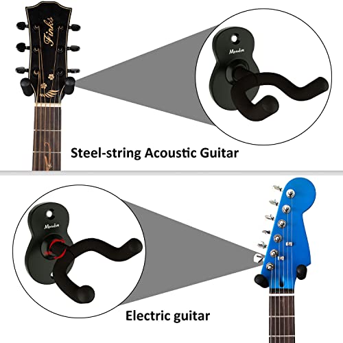 Guitar Wall Mount Hanger 4-Pack, Moodve Metal Guitar Hanger, Guitar-Shaped Guitar Wall Hanger, Black Guitar Holder Stand for Bass Electric Acoustic Guitar Ukulele (Guitar Shape)