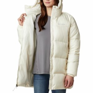 Columbia Women's Puffect Mid Hooded Jacket, Chalk, Small