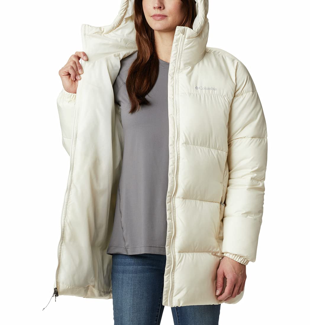 Columbia Women's Puffect Mid Hooded Jacket, Chalk, Small