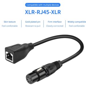 SiYear XLR 5 pin RJ45 Adapter Cable-XLR 5 Pin Male to RJ45 & XLR 5 Pin Female to RJ45 Female DMX Ethernet Adapter Converter cable(1SET/ 2PACK)