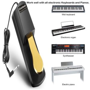 Cootack Universal Sustain Pedal Suitable for Yamaha Casio Roland Electronic Keyboards, Digital Piano & More Gold