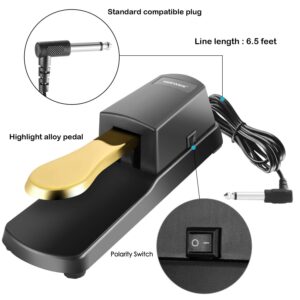 Cootack Universal Sustain Pedal Suitable for Yamaha Casio Roland Electronic Keyboards, Digital Piano & More Gold