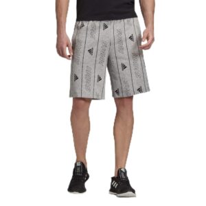 adidas mens must haves graphic shorts medium grey heather/black large