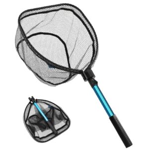 collapsible telescopic pole fishing net - folding extend rubber coated freshwater saltwater landing net for trout bass steelhead salmon kayak (sd-139ss(80cm))