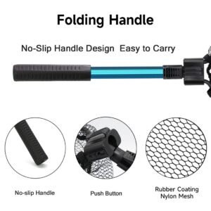 Collapsible Telescopic Pole Fishing Net - Folding Extend Rubber Coated Freshwater Saltwater Landing Net for Trout Bass Steelhead Salmon Kayak (SD-139SS(80CM))