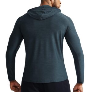 NELEUS Men's 3 Pack Dry Fit Running Shirt Long Sleeve Workout Athletic Shirts with Hoods,5071 Dark Grey,Light Grey,Slate Grey,US L,EU XL