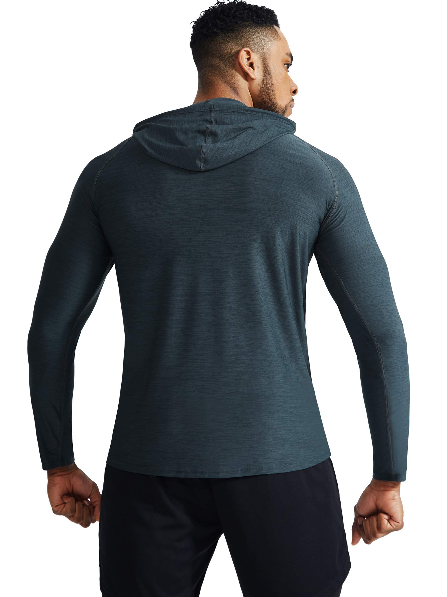 NELEUS Men's 3 Pack Dry Fit Running Shirt Long Sleeve Workout Athletic Shirts with Hoods,5071 Dark Grey,Light Grey,Slate Grey,US L,EU XL