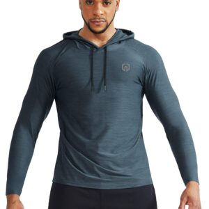 NELEUS Men's 3 Pack Dry Fit Running Shirt Long Sleeve Workout Athletic Shirts with Hoods,5071 Dark Grey,Light Grey,Slate Grey,US L,EU XL