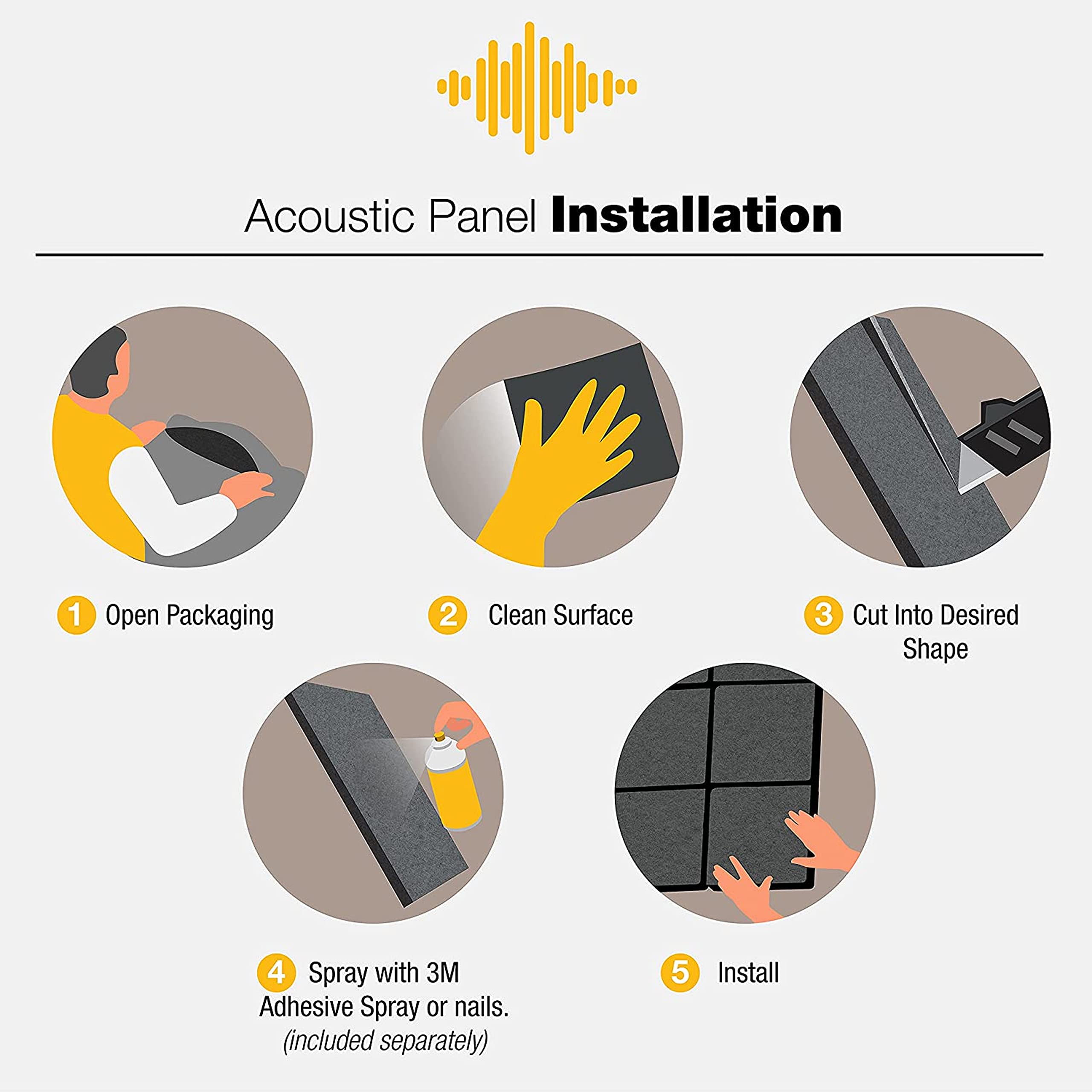 Fstop Labs Acoustic Foam Panels, 12" X 12" X 0.4" Acoustic Sound Absorbing Panel Tiles, Acoustic Panels, Absorption Insulation Treatment Used in Home & Offices