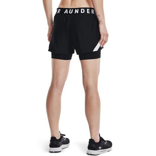 Under Armour womens Play Up 2-In-1 Shorts , Black (001)/White , Medium