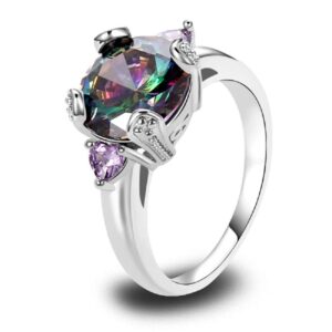 narica womens brilliant pear cut created rainbow topaz & created amethyst cocktail ring size 10