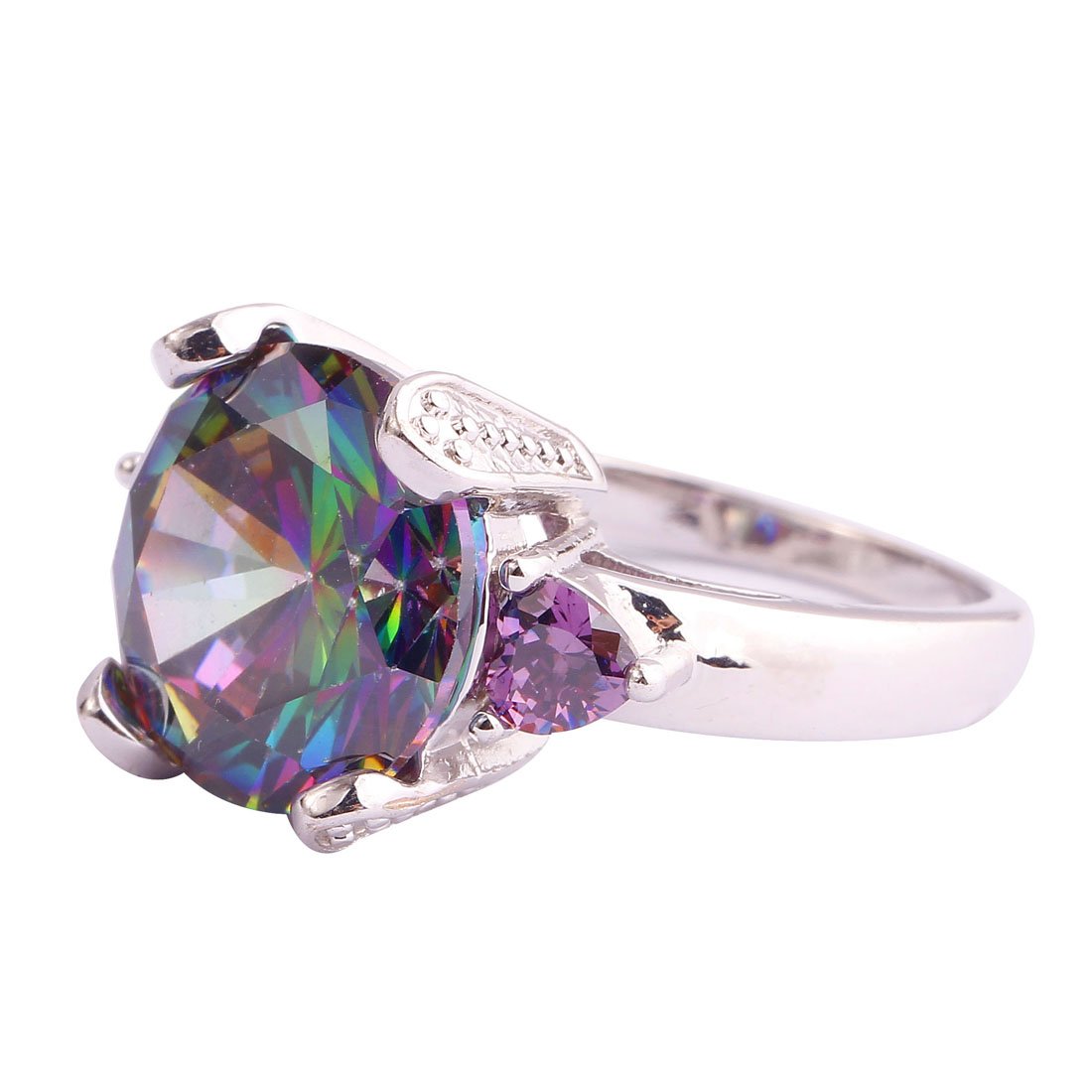 Narica Womens Brilliant Pear Cut Created Rainbow Topaz & Created Amethyst Cocktail Ring Size 10