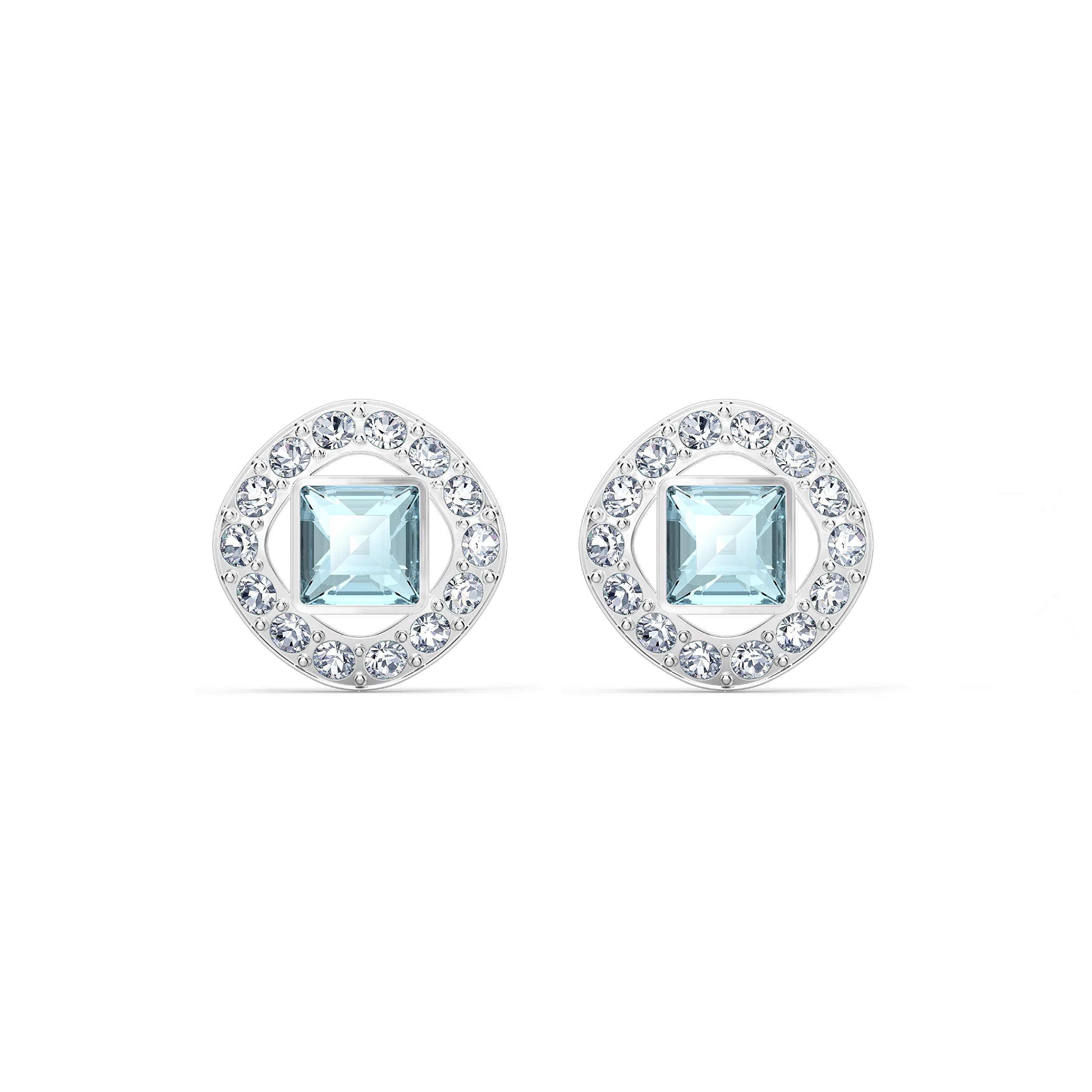 Swarovski Una Angelic Stud Earrings, with Aqua and Clear Crystals and Rhodium Plated Setting, an Amazon Exclusive