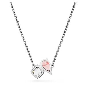 SWAROVSKI Attract Soul Necklace with Square Cut Clear and Pink Crystal on a Rhodium Plated Setting with Matching Chain