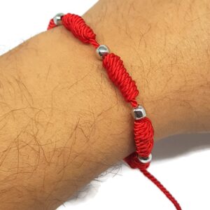 MYSTIC JEWELS by Dalia – Kabbalah Bracelet – 7 Knots of Red Thread with Balls – Unisex – Adjustable – Eye Protection – Good Luck