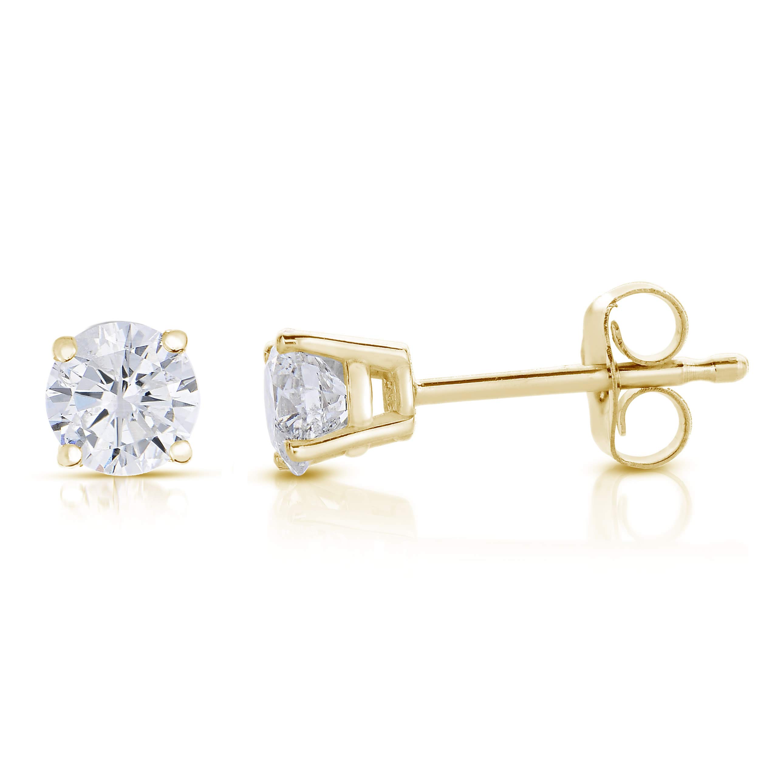 Vir Jewels 1/4 cttw Diamond Stud Earrings 14K Yellow Gold Push Backs Round 4 Prong Basket