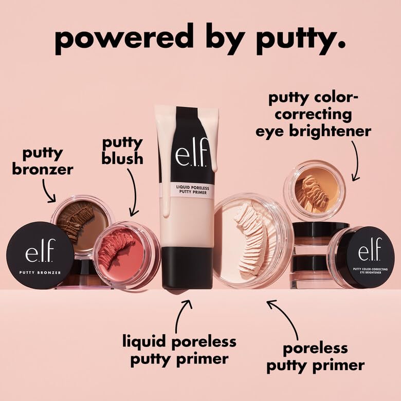 e.l.f. Poreless Putty Primer, Minimizes Pores & Preps Skin, Creates a Flawless Base, For All Skin Types, 0.74 Oz (21g)